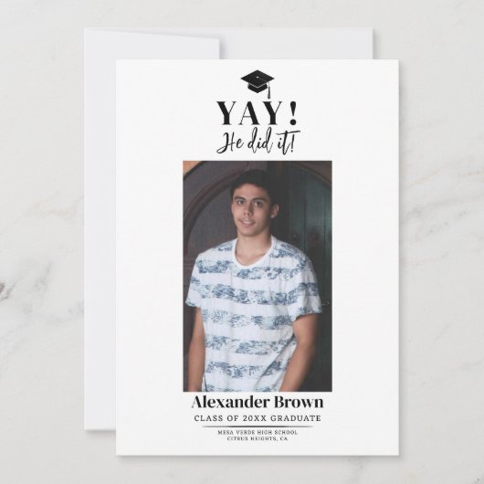 Moderne Ankündigung des Minimal Abschluss Foto (Vorderseite)