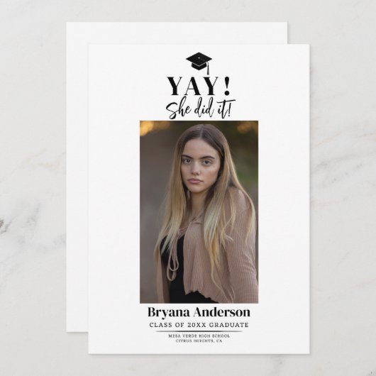 Moderne Ankündigung des Minimal Abschluss Foto (Vorne/Hinten)