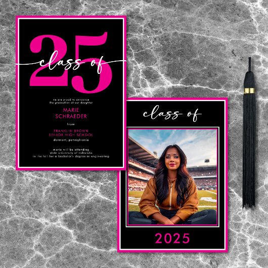 Moderne Ankündigung des Minimal Pink Script Abschl