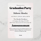 Moderne Ankündigung & Graduierung Party Einladung (Rückseite)