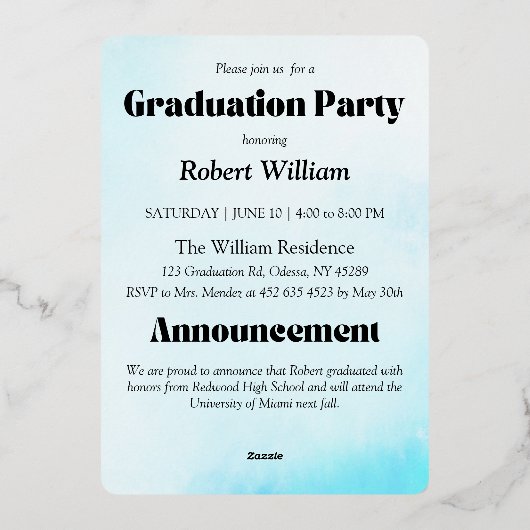 Moderne Ankündigung & Graduierung Party Einladung (Rückseite)