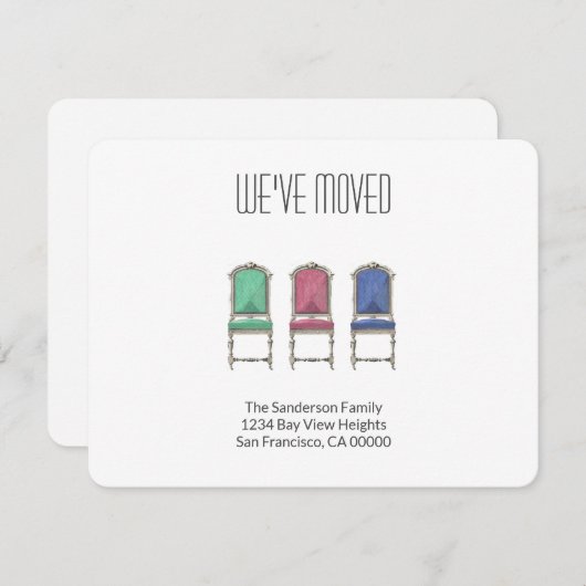 Moderne Ankündigung über den Umzug der Familie (Vorne/Hinten)