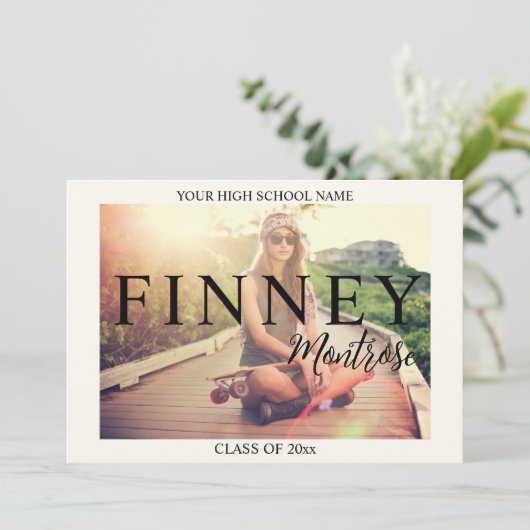 Moderne Ankündigung von 2 Fotos Abschluss (Stehend Vorderseite)