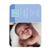 Moderne Ankündigung von Monogram Foto Baby Boy Geb Magnet (Vertikal)