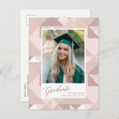 Moderne Ankündigung von Pink Glitzer Foto Abschlus Postkarte (Vorne/Hinten)