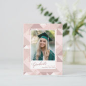 Moderne Ankündigung von Pink Glitzer Foto Abschlus Postkarte (Stehend Vorderseite)