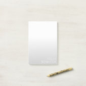 Moderne anpassbare Name | Grauer Gradient Post-it Klebezettel (Auf Schreibtisch)