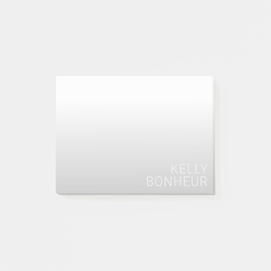 Moderne anpassbare Name | Grauer Gradient Post-it Klebezettel (Vorderseite)