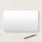 Moderne anpassbare Name | Grauer Gradient Post-it Klebezettel (Auf Schreibtisch)