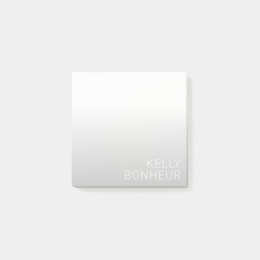 Moderne anpassbare Name | Grauer Gradient Post-it Klebezettel (Vorderseite)