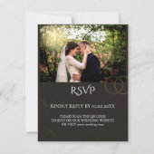 Moderne, anpassbare schwarze Hochzeit RSVP Karte (Vorderseite)