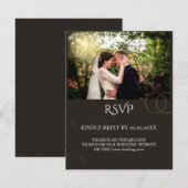 Moderne, anpassbare schwarze Hochzeit RSVP Karte (Vorne/Hinten)