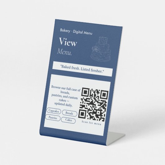 Moderne Ansicht-Menü-QR-Code-Schilder | Digitales  Sockelschild (Vorderseite)