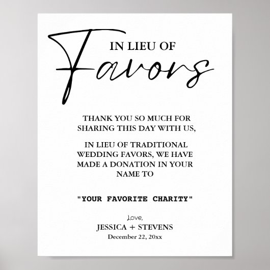 Moderne anstelle von favorisierten Hochzeitsspende Poster (Vorne)