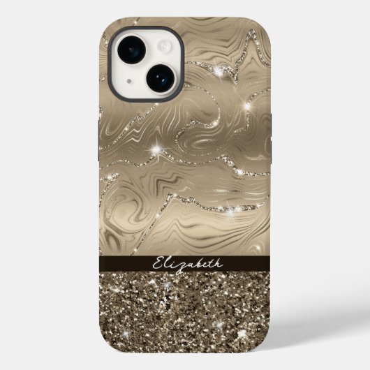 Moderne antike Gold Imitate Glitzer Monogram Case (Rückseite)