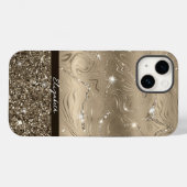 Moderne antike Gold Imitate Glitzer Monogram Case (Rückseite (Horizontal))