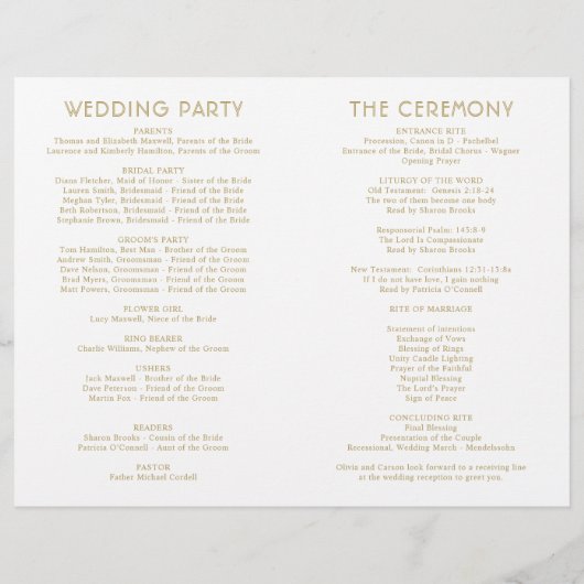 Moderne antike Gold Script Hochzeitsprogramme (Rückseite)