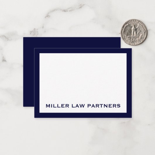 Moderne Anwaltskanzlei Flat Notecard in der Marine Mitteilungskarte (Vorderseite/Rückseite Beispiel)