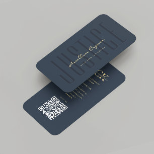 Moderne Anwaltskanzlei Monogram Justice Dark Blue Visitenkarte