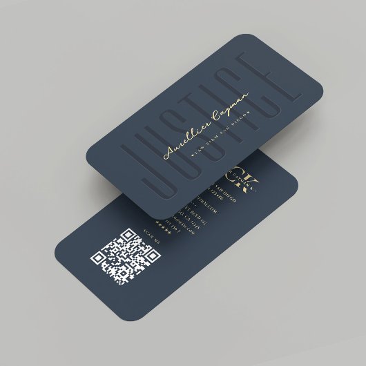 Moderne Anwaltskanzlei Monogram Justice Dark Blue Visitenkarte