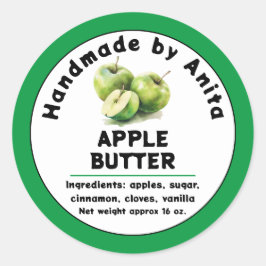 Moderne Apple Butter Jelly oder Jam Jar Label Runder Aufkleber
