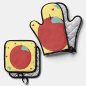 Moderne Apple Fruchtküche Ofenhandschuh & Topflappen-Set (Vorderseite/Rückseite)