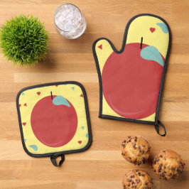 Moderne Apple Fruchtküche Ofenhandschuh & Topflappen-Set