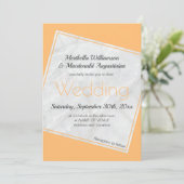 Moderne Apricot Peach Wedding Einladung (Stehend Vorderseite)