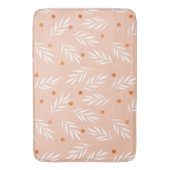 Moderne Apricot-Rosa Blätter Muster Badematte (Vorderseite Vertikal)