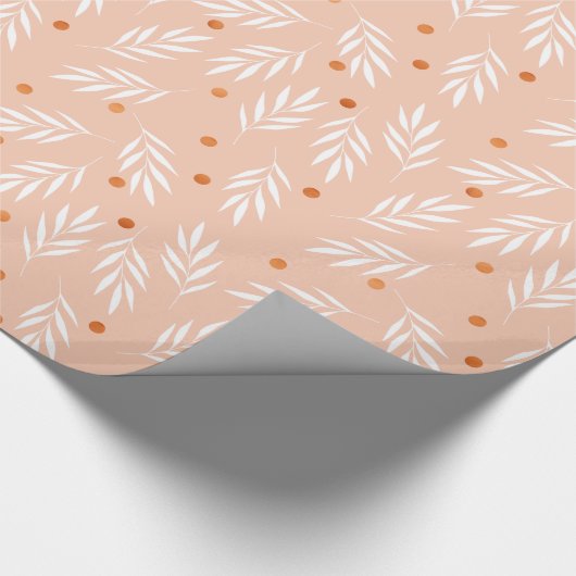 Moderne Apricot-Rosa Blätter Muster Geschenkpapier (Ecke)