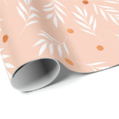 Moderne Apricot-Rosa Blätter Muster Geschenkpapier (Rolleneckpunkt)
