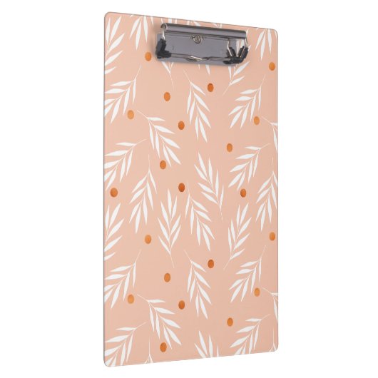 Moderne Apricot-Rosa Blätter Muster Klemmbrett (Rechts)