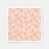 Moderne Apricot-Rosa Blätter Muster Serviette (Vorderseite)