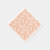 Moderne Apricot-Rosa Blätter Muster Serviette (Ecke)