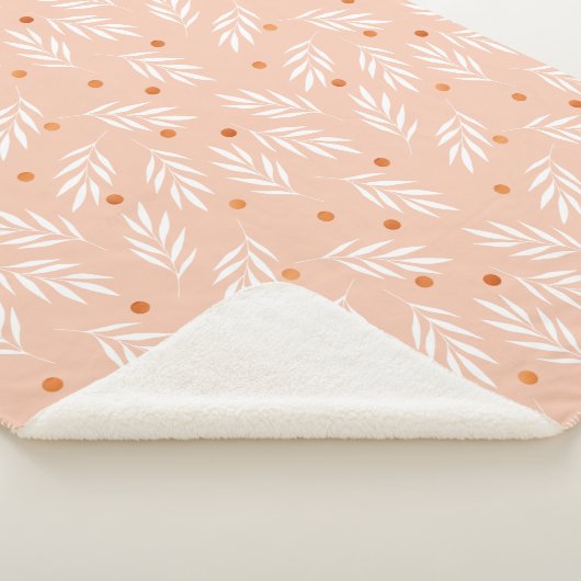 Moderne Apricot-Rosa Blätter Muster Sherpadecke (3/4)
