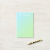 Moderne Aqua-Blau-Grün-Ombre-Schrift Post-it Klebezettel (Auf Schreibtisch)