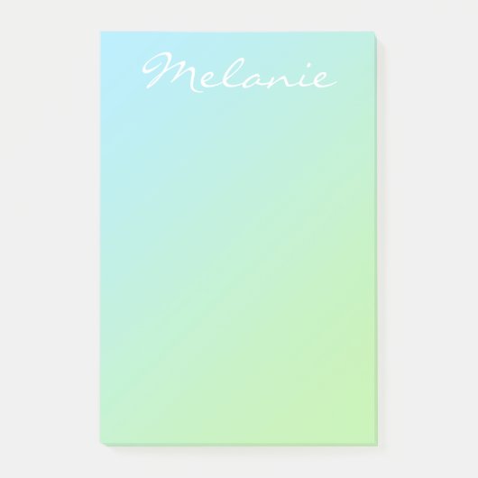 Moderne Aqua-Blau-Grün-Ombre-Schrift Post-it Klebezettel (Vorderseite)