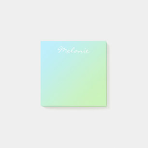 Moderne Aqua-Blau-Grün-Ombre-Schrift Post-it Klebezettel