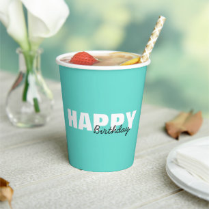 Moderne Aqua-Blau-Typografie Alles Gute zum Geburt Pappbecher