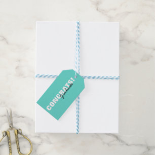 Moderne Aqua-Blau-Typografie Gratuliere Absolvent  Geschenkanhänger