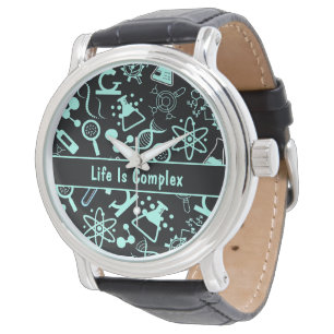 Moderne aqua blaue Biochemie Leben ist komplex Armbanduhr