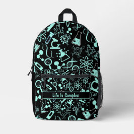 Moderne aqua blaue Biochemie Leben ist komplex Bedruckter Rucksack