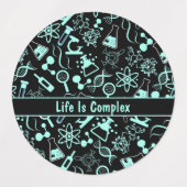 Moderne aqua blaue Biochemie Leben ist komplex Etiketten (Design 1)