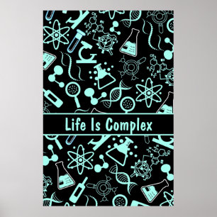 Moderne aqua blaue Biochemie Leben ist komplex Poster
