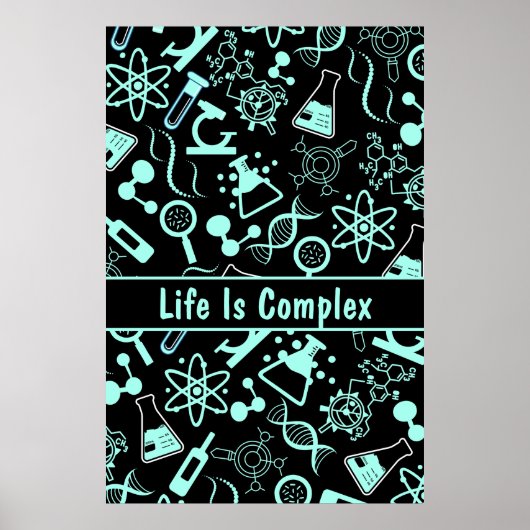 Moderne aqua blaue Biochemie Leben ist komplex Poster (Vorne)