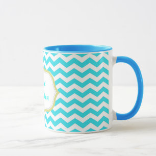 moderne aqua blaue Chevron beste Oma Tasse