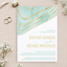 Moderne Aqua Blue Agate Gold Hochzeit