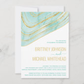 Moderne Aqua Blue Agate Gold Hochzeit Einladung (Vorderseite)