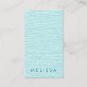 Moderne Aqua Blue Leinen sehen vertikal minimalist Visitenkarte (Vorderseite)