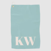 Moderne Aqua Blue Monogram Initials Personalisiert Golfhandtuch (Vorderseite)